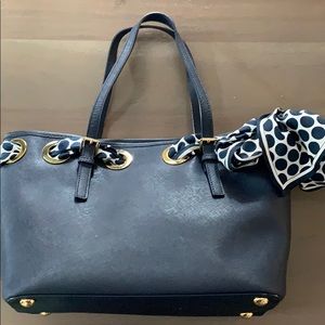 Michael Kors polka-dot scarf/ grommets
